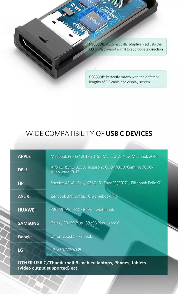 UGREEN 40372 USB-C TO DISPLAY PORT ADAPTER