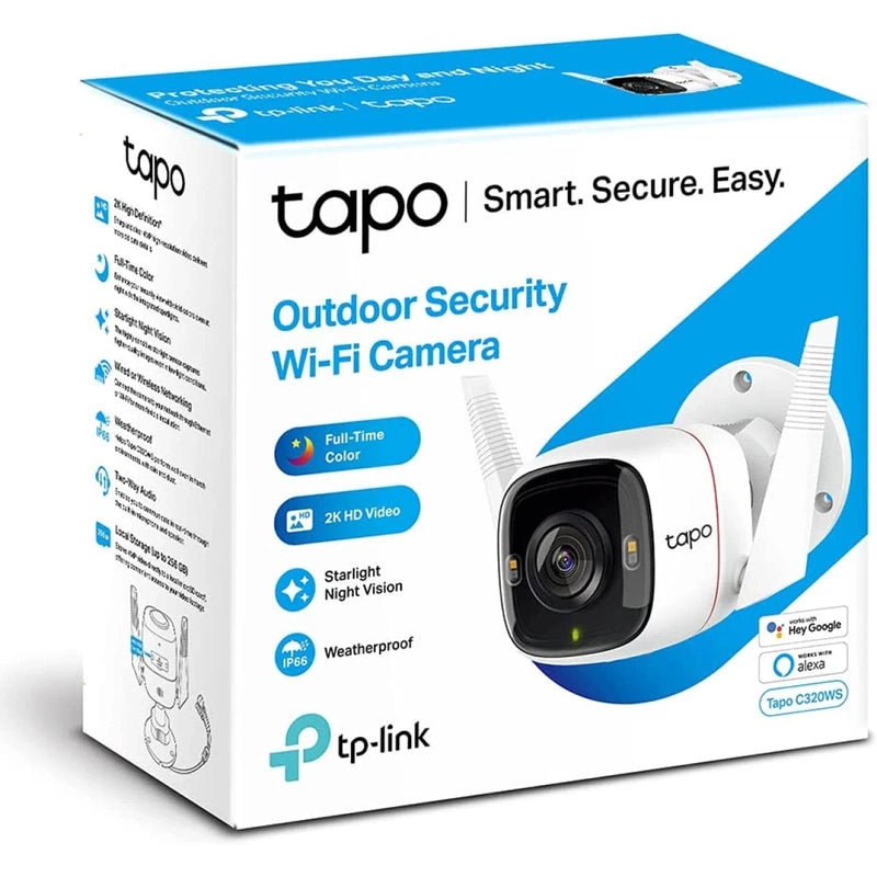 TP-Link Tapo C320 2K QHD Outdoor Security Camera Weatherproof Built-in Siren w/ Night Vision 2-way Audio SD Storage