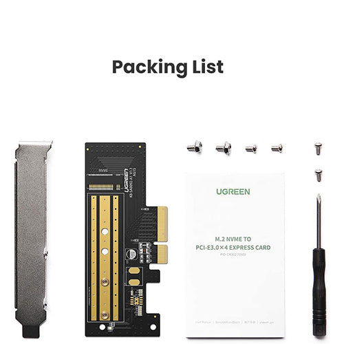 Ugreen Expansion Card Disk Adapter M.2 NVMe SATA (M, M+B key) PCI-E 3.0 x4 32Gbps - 70503