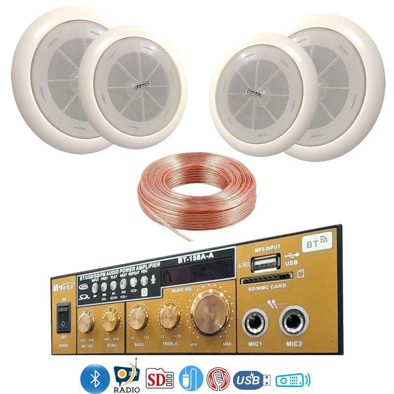 نظام صوتي متكامل للمنازل والأعمال 4 سماعات