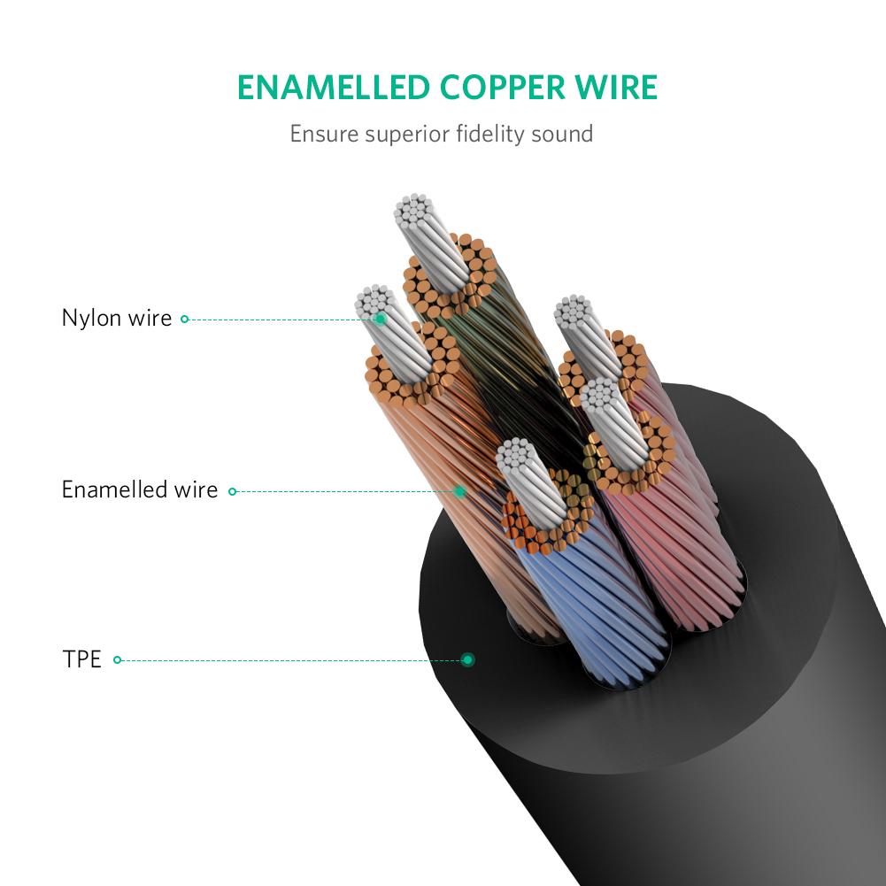 Ugreen AUX splitter cable 3.5 mm mini jack (female) - 2x 3.5 mm mini jack (male - microphone and headphones) Aluminum Case black - 20899