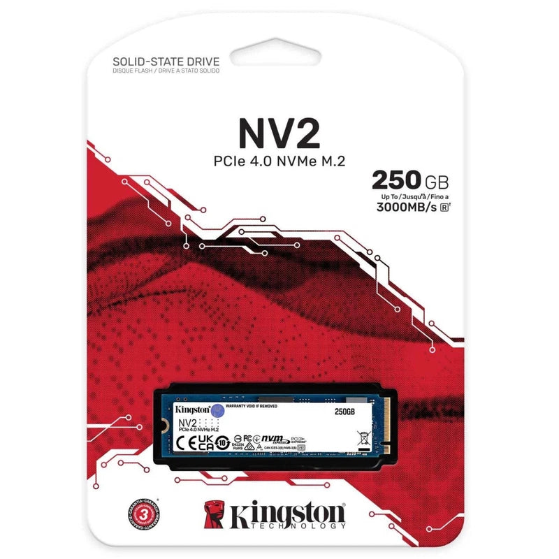Kingston NV2 250GB M.2 2280 NVMe PCIe 4.0 Internal SSD Up to 3000 MB/s