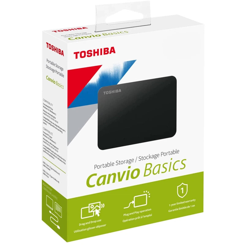 Toshiba Canvio Basics 1TB USB C Portable Hard Drive Support Windows & MAC - Black