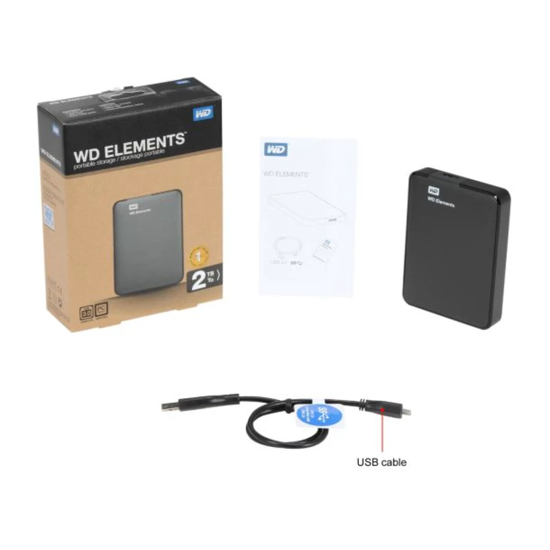 WD Elements 2TB USB 3.0 Portable External Hard Drive - Black