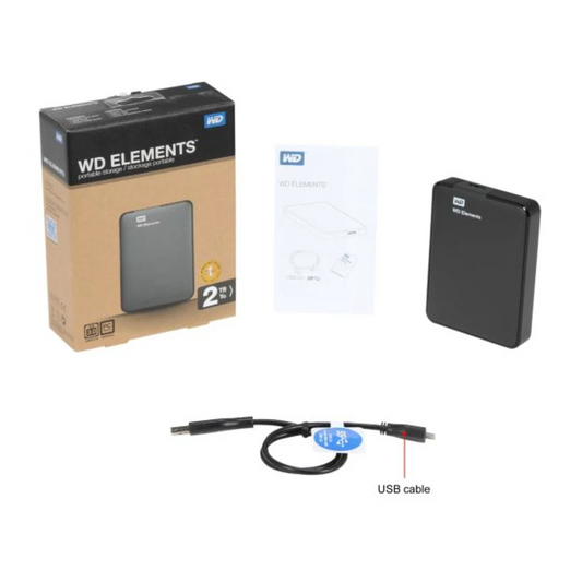 WD Elements 2TB USB 3.0 Portable External Hard Drive - Black