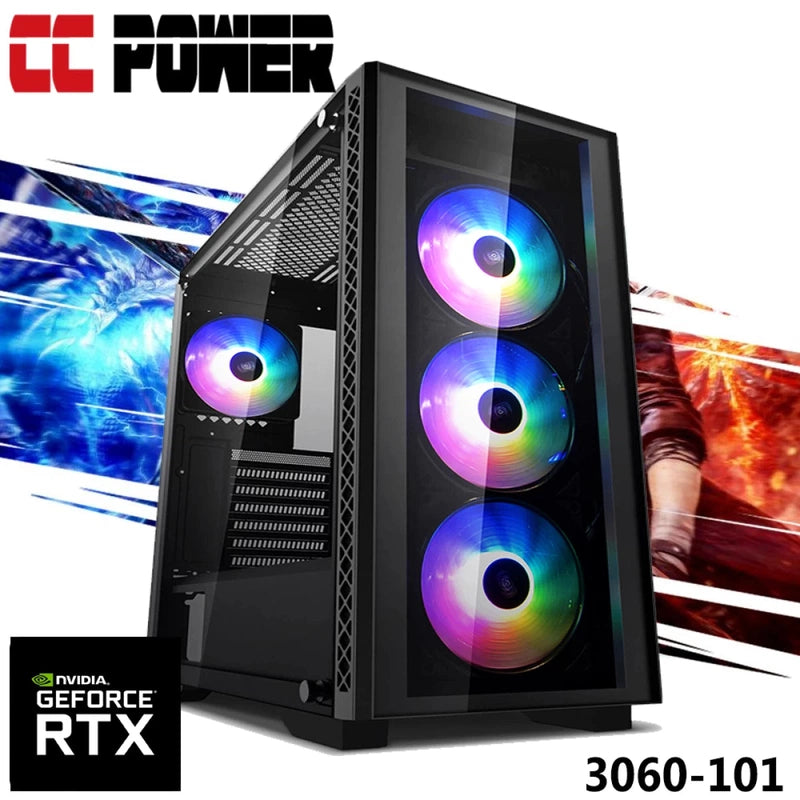 CC Power 3060-101 Gaming PC 12Gen Intel Core i5 6-Cores w/ RTX 3060 12GB DDR6 & Advance Air Cooler