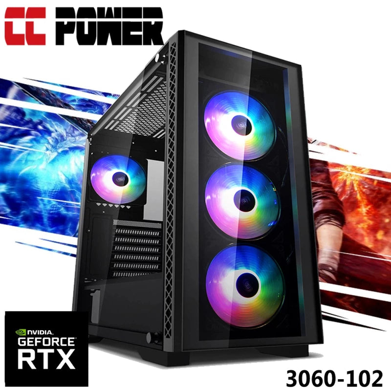 CC Power 3060-102 Gaming PC 12Gen Intel Core i7 12-Cores w/ RTX 3060 12GB DDR6 & Advance Air Cooler