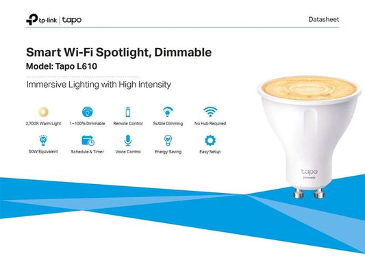 Smart Wi-Fi Spotlight, Dimmable Tapo L610