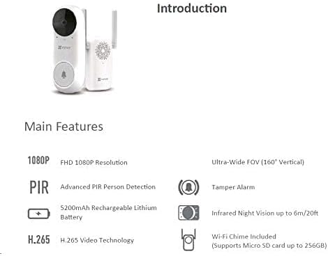 EZVIZ DP2C Wire-free Peephole Doorbell 2MP 1080p PIR Motion