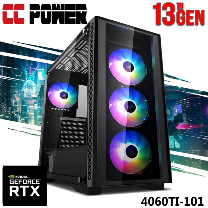 CC Power 4060TI-101 Gaming PC NEW 13Gen Intel Core i5 10-Cores w/ RTX 4060TI 8GB DDR6