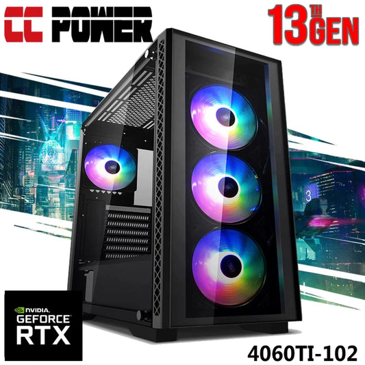 CC Power 4060TI-102 Gaming PC NEW 12Gen Intel Core i7 10-Cores w/ RTX 4060TI 8GB DDR6 & Advanced Air Cooler