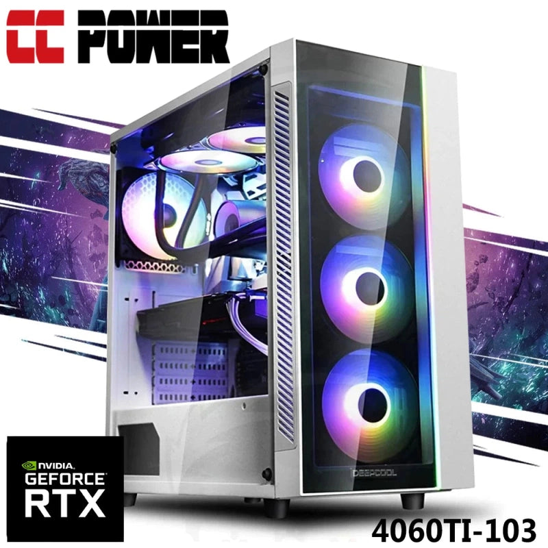 CC Power 4060TI-103 Gaming PC 5Gen AMD Ryzen 5 6-Cores w/ RTX 4060TI 8GB DDR6 & Advanced Air Cooler