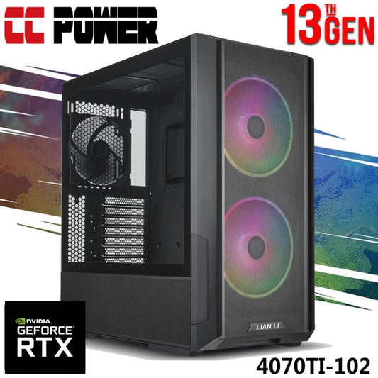 CC Power 4070TI-102 Gaming PC 13Gen Intel Core i7 16-Cores w/ RTX 4070TI 12GB DDR6 & Liquid Cooled