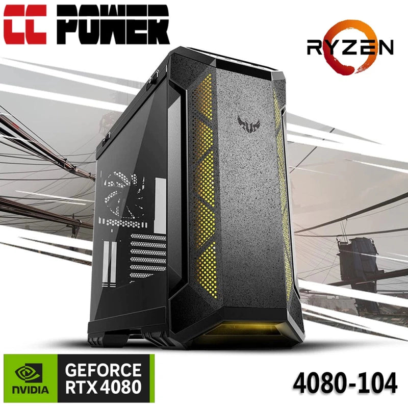 CC Power 4080-104 Gaming PC 7Gen Ryzen 9 7900 12-Cores w/ RTX 4080 16GB DDR6 & Liquid Cooled & DDR5