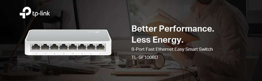 TP-Link 8 Port 10/100Mbps Desktop Ethernet Splitter Plug and Play Fanless Quiet - White