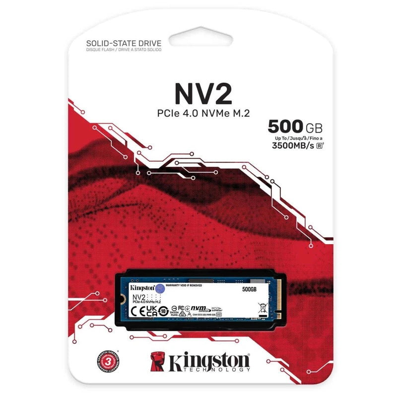 Kingston NV2 500GB M.2 2280 NVMe PCIe 4.0 Internal SSD Up to 3500 MB/s