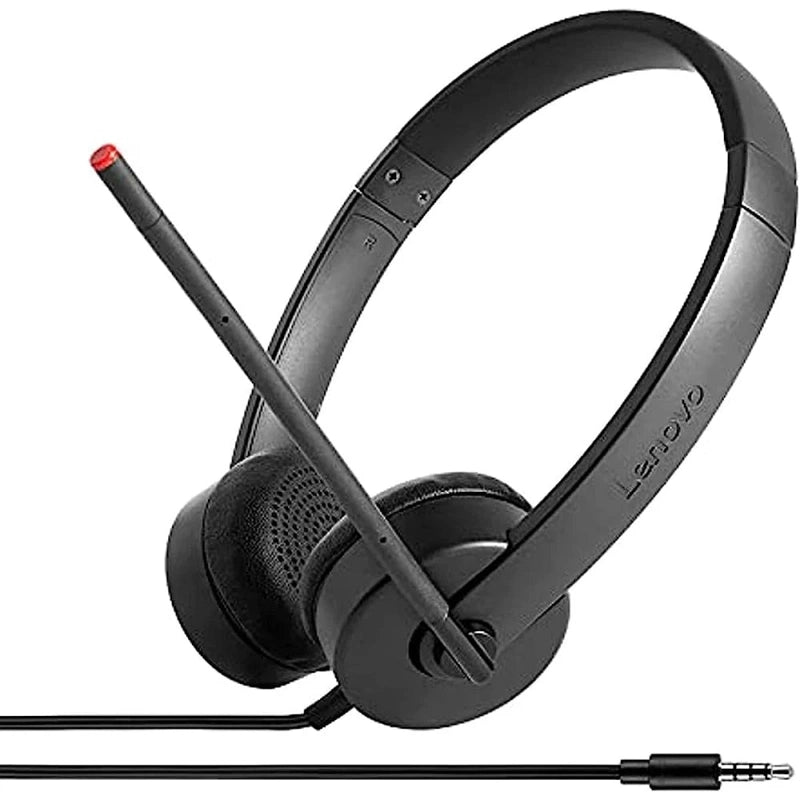 Lenovo Essential Stereo Analog Headset Wire Jake 3.5mm Headphone Swivel Mic Boom Comfortable Ear Pieces