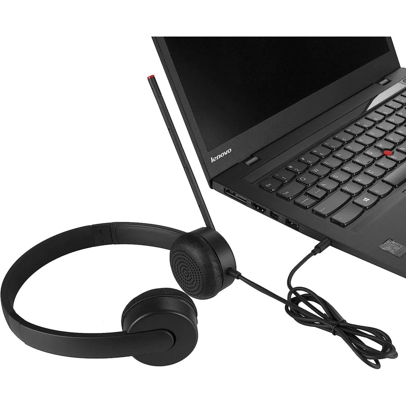 Lenovo Essential Stereo Analog Headset Wire Jake 3.5mm Headphone Swivel Mic Boom Comfortable Ear Pieces