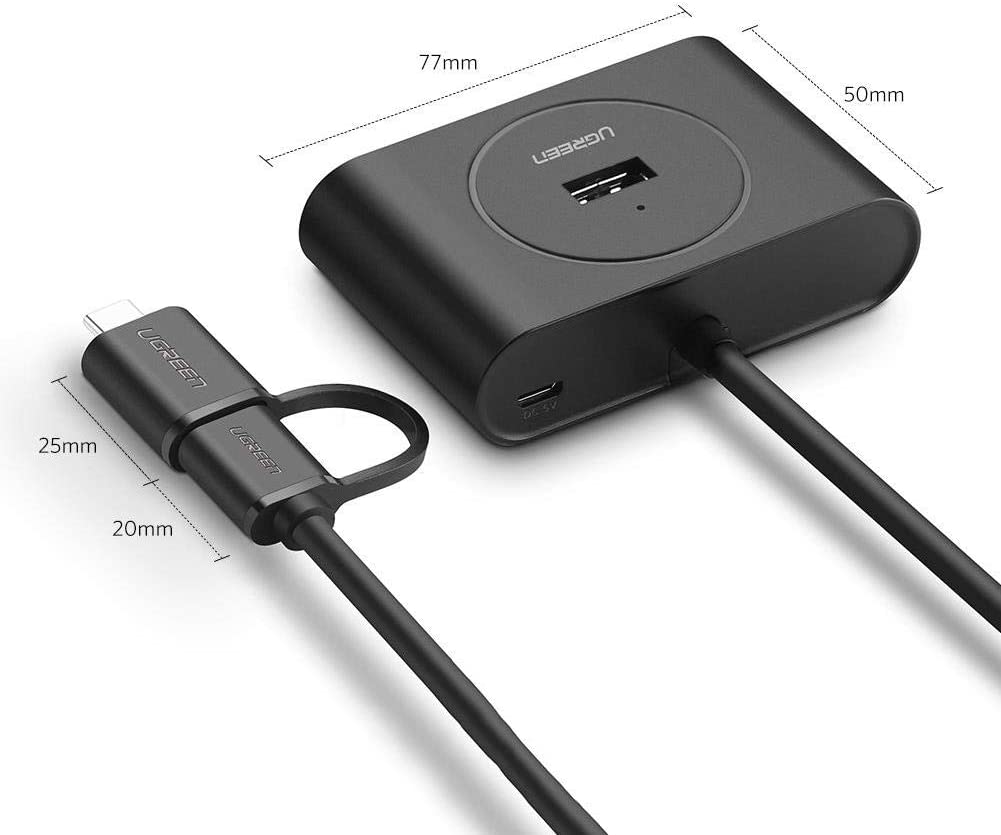 Ugreen HUB 4in1 USB-C - 4xUSB 3.0 5Gb/s 1m Black - 40850