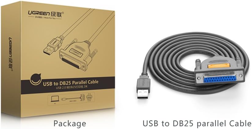 UGREEN USB A TO DB25 PARALLEL PRINTER CABLE 2M - 20224