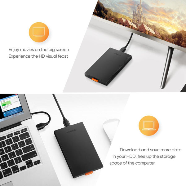 Ugreen SSD / HDD enclosure 2.5'' USB 3.0 SATA black - 60353