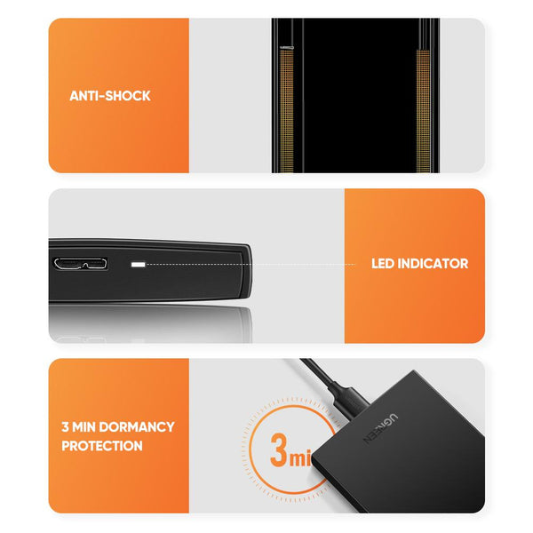 Ugreen SSD / HDD enclosure 2.5'' USB 3.0 SATA black - 60353