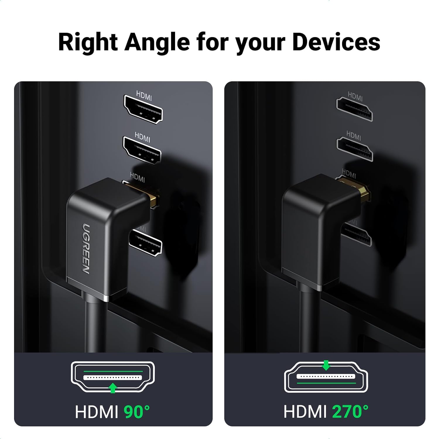 Ugreen Angled HDMI Cable (90°) 4K Black 2M - 10173