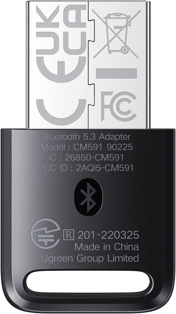 Ugreen V5.3 USB Bluetooth Adapter for PC Laptop, Plug and for Windows 11, 8.1 - 90225