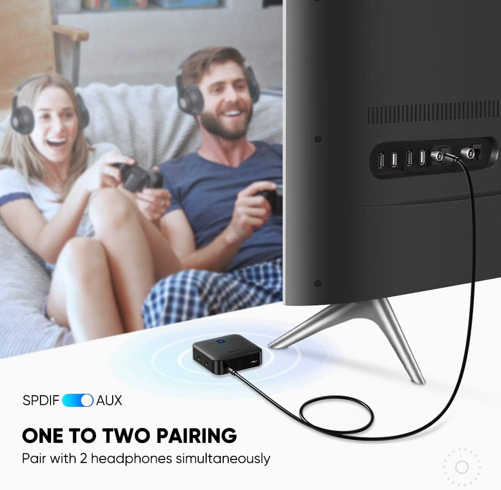 UGREEN Bluetooth aptX Transmitter Receiver, Optical & 3.5mm Aux Bluetooth 5.0 Transmitter Receiver - 70158