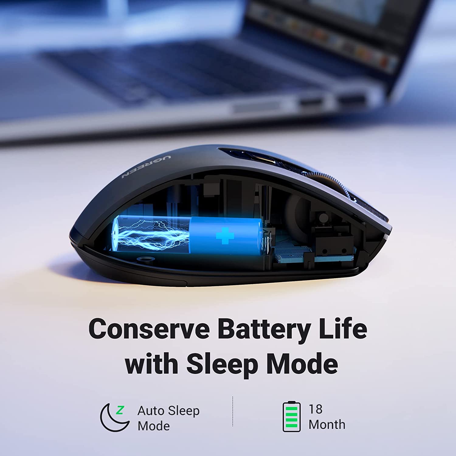 Ugreen USB Optical Wireless Mouse 2.4GHz 4000 DPI Black 90545