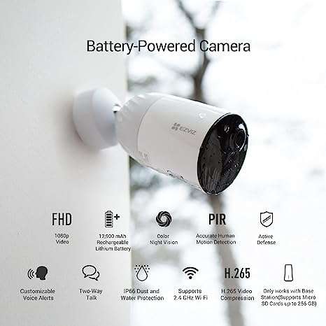 EZVIZ SMART WIFI BATTERY OUTDOOR CAMERA BC1 ADD-ON 2MP
