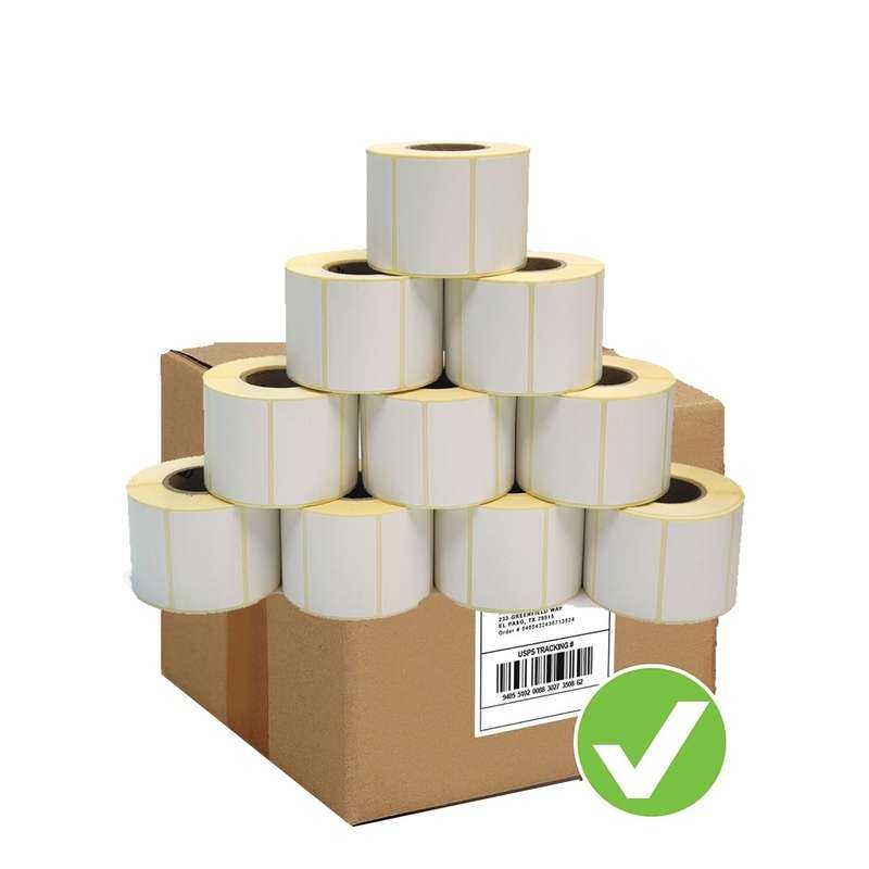 رول ليبل لاصق حراري مصقول قياس 6*4سم تعبئة 700 لاصق - لكافة الاستخدامات والباركود كرتونة تعبئة 100 رول