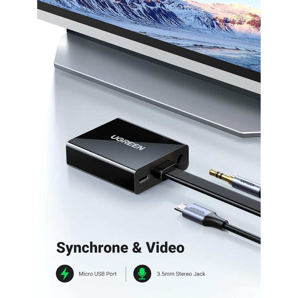UGREEN HDMI TO VGA CONVERTER WITH AUDIO BLACK - 40233