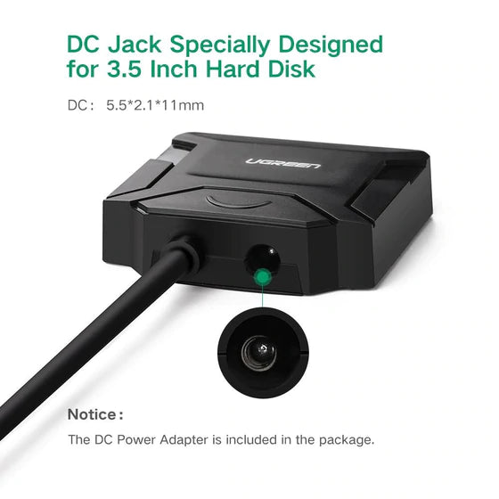 Ugreen adapter cable for 2.5'' / 3.5'' drive (USB-A 3.0 - SATA) black - 20611