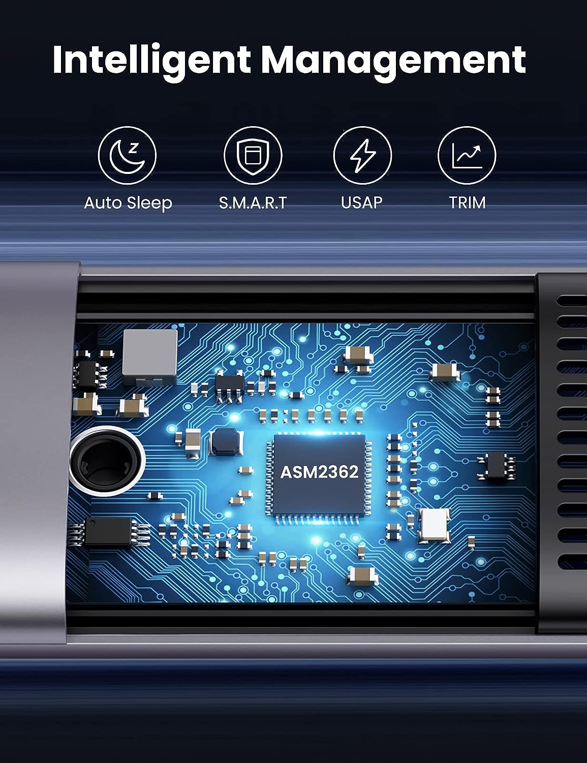 UGREEN M.2 NVME SSD Enclosure with 2 in 1 USB-C and USB-A Ports (10Gbps), USB 3.1 Gen 2 - 70532