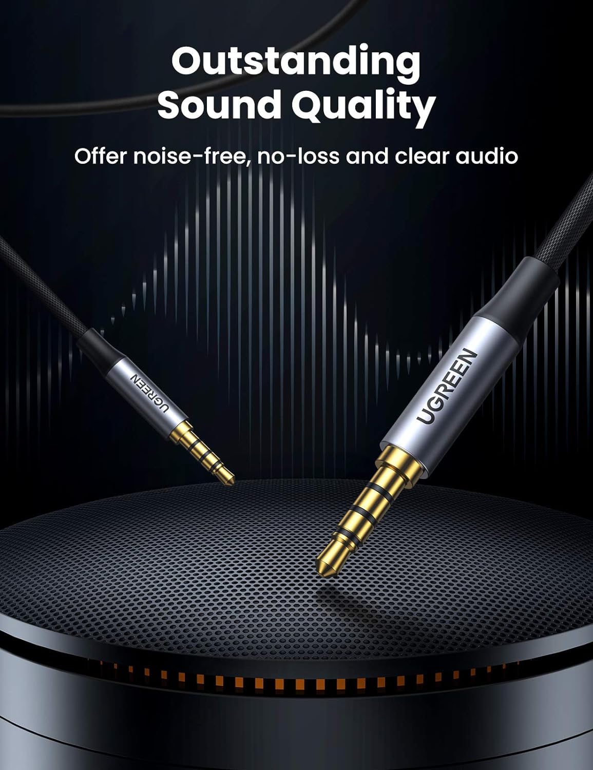 UGREEN 3.5mm Male to Male 4-Pole Microphone Audio Cable 0.5m - 90591