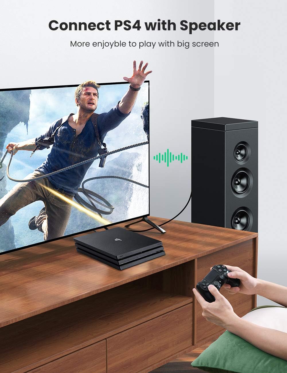 UGREEN 70890 Fiber Toslink Optical Audio Cable Black 1M