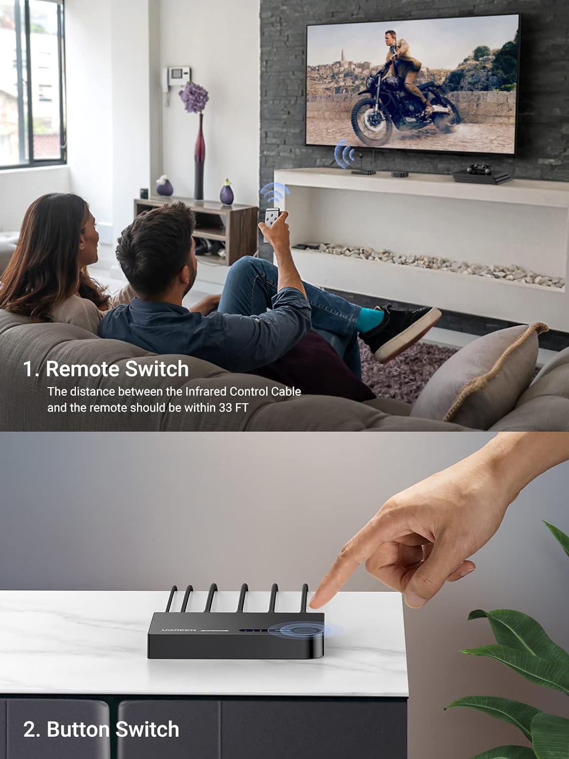 UGREEN 4K HDMI Switch 3-IN-1 Out HDMI Switcher - 40234