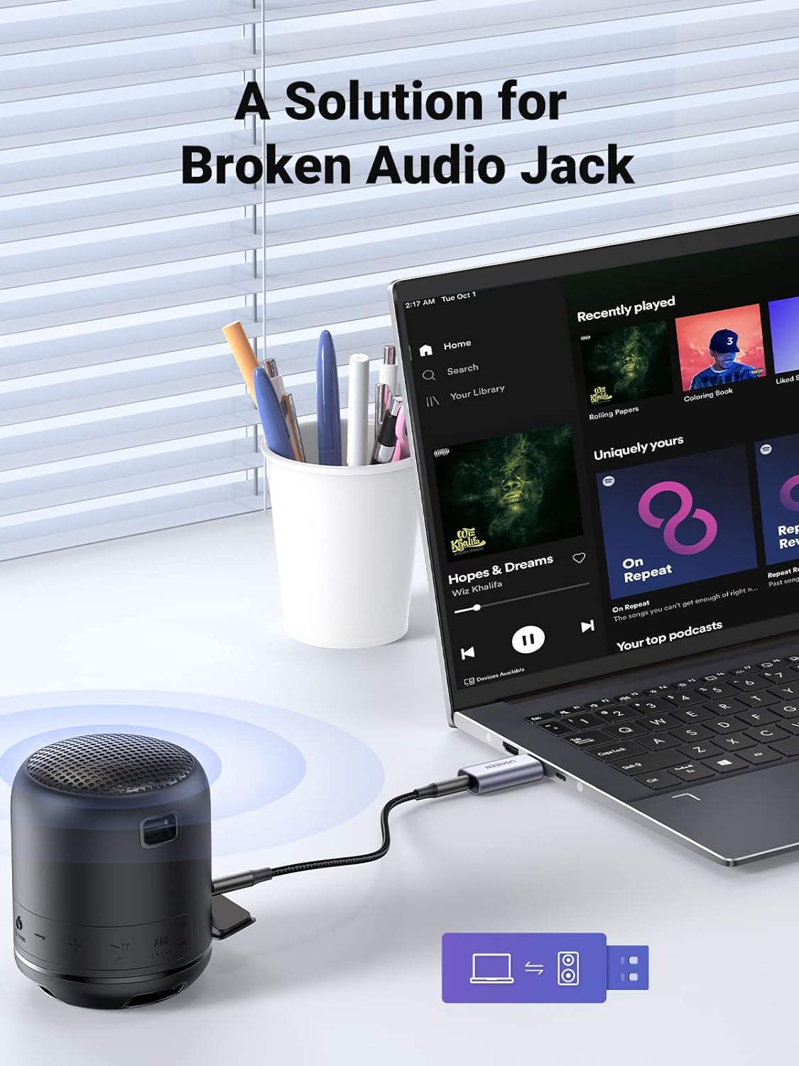 UGREEN - 80864 USB 2.0 TO 3.5MM AUDIO ADAPTER