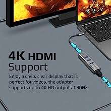 Promate MediaHub-C3 Aluminum USB-C to HDMI Adapter Ultra-Compact Type-C to 4K 30Hz HDMI Hub w/ 3 USB 3.0 Sync Charge 5Gbps Ports