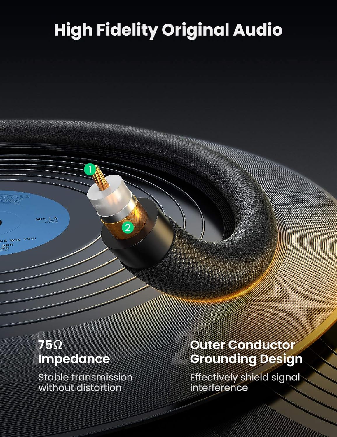 UGREEN RCA Coaxial Cable Copper Case Braided 1M - 70684