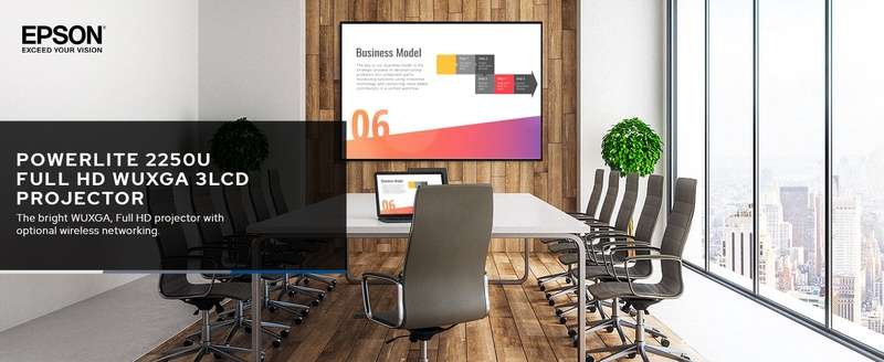 Epson PowerLite 2250U 5000-Lumen WUXGA 3LCD Projector Images up to 300 3x Higher Brightness & Wider Color Gamut