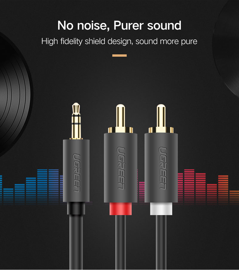UGREEN 3.5mm Aux to 2RCA Y Splitter Male to Male Audio Cable Adapter (2M) - 10510
