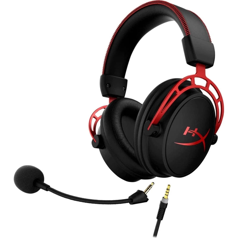 HP HyperX Cloud Alpha Gaming Headset Dual Chamber Drivers Legendary Comfort Aluminum Frame Detachable Microphone – Red