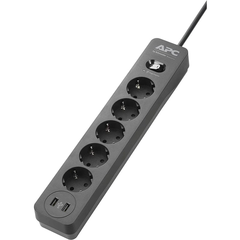 APC Essential SurgeArrest 5 Outlet 2 USB Ports Black Germ