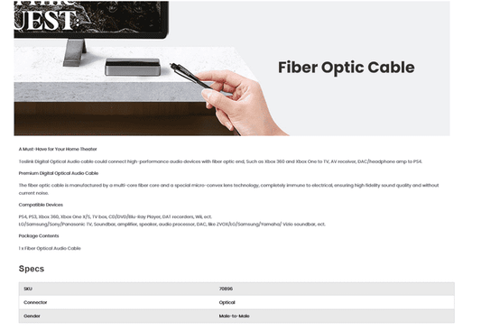 UGREEN AV108 Digital Toslink Audio Cable-3M