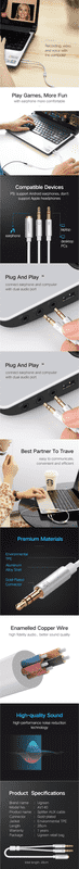 UGREEN AV140 3.5mm Headphone Audio Splitter Cable-White