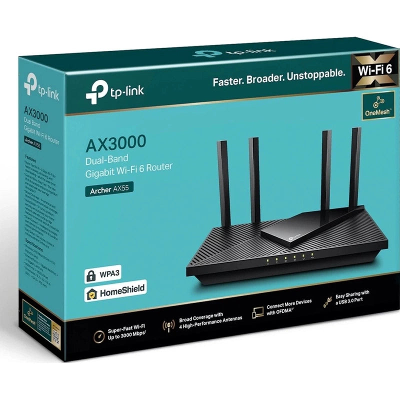 TP-Link CPE 510 5GHz N300 Long Range Outdoor Point to Point Wireless Bridge 13dBi 15km+ PoE - 1Pack TP-Link Archer AX55 Wi-Fi 6 AX3000 Mbps Gigabit Dual Band OneMesh™ Dual-Core Compatible with Alexa & USB 3.0