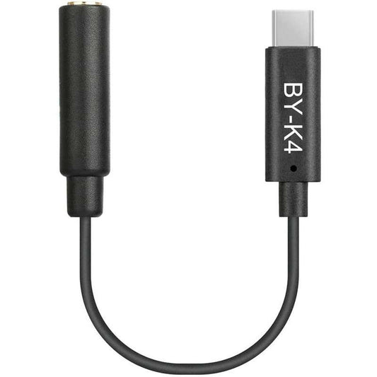 BOYA BY-K4 3.5mm Female TRS to Male USB Type-C Adapter Cable Connector Dongle