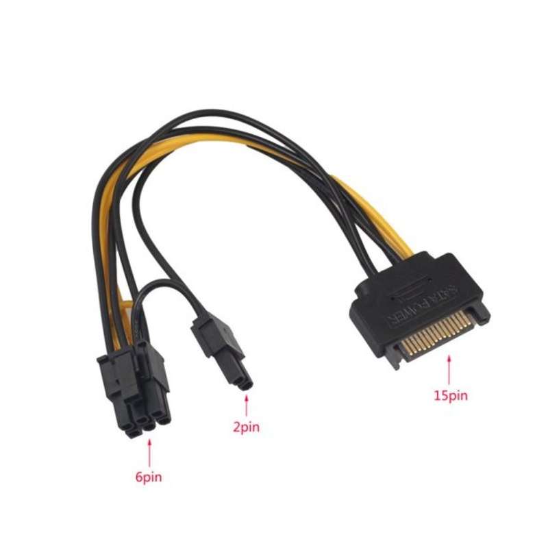 8 Pin PCIe to SATA 15 Pin Power Cable